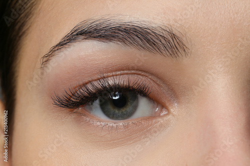 Young woman with natural eyebrows, closeup