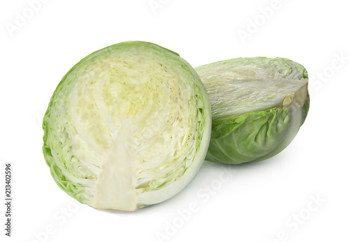 Sliced cabbage on white background. Healthy food