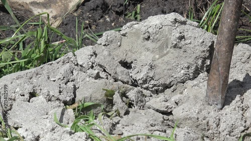 Wallpaper Mural chisel breaking concrete block on construction site Torontodigital.ca