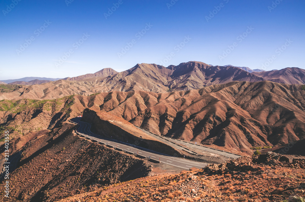 Desert road with Atlas Mountains, Morocco