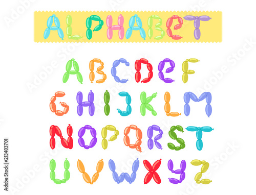 English balloon colorful alphabet vector holidays party abc and education ozone type greeting helium cartoon festive decoration illustration.