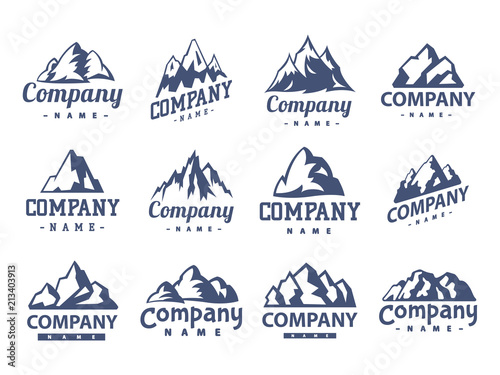 Mountain vector silhouette nature outdoor rocky snow ice top decorative landscape travel climbing hill peak hiking illustration