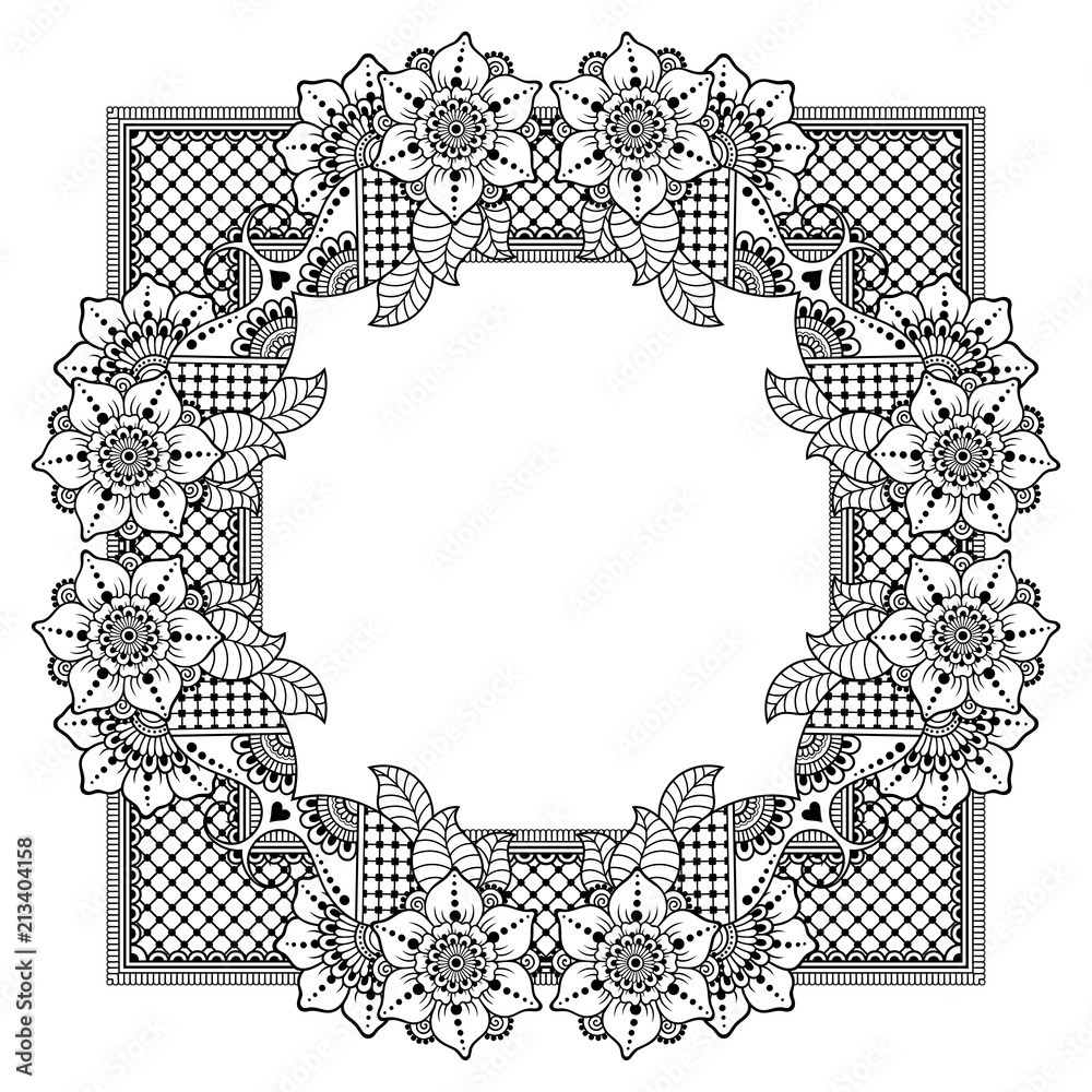 Circular pattern in form of mandala for Henna, Mehndi, tattoo, decoration. Decorative ornament in ethnic oriental style. Coloring book page. Circular pattern in form of mandala for Henna, Mehndi, tattoo, decoration. Decorative ornament in ethnic oriental style. Coloring book page.
