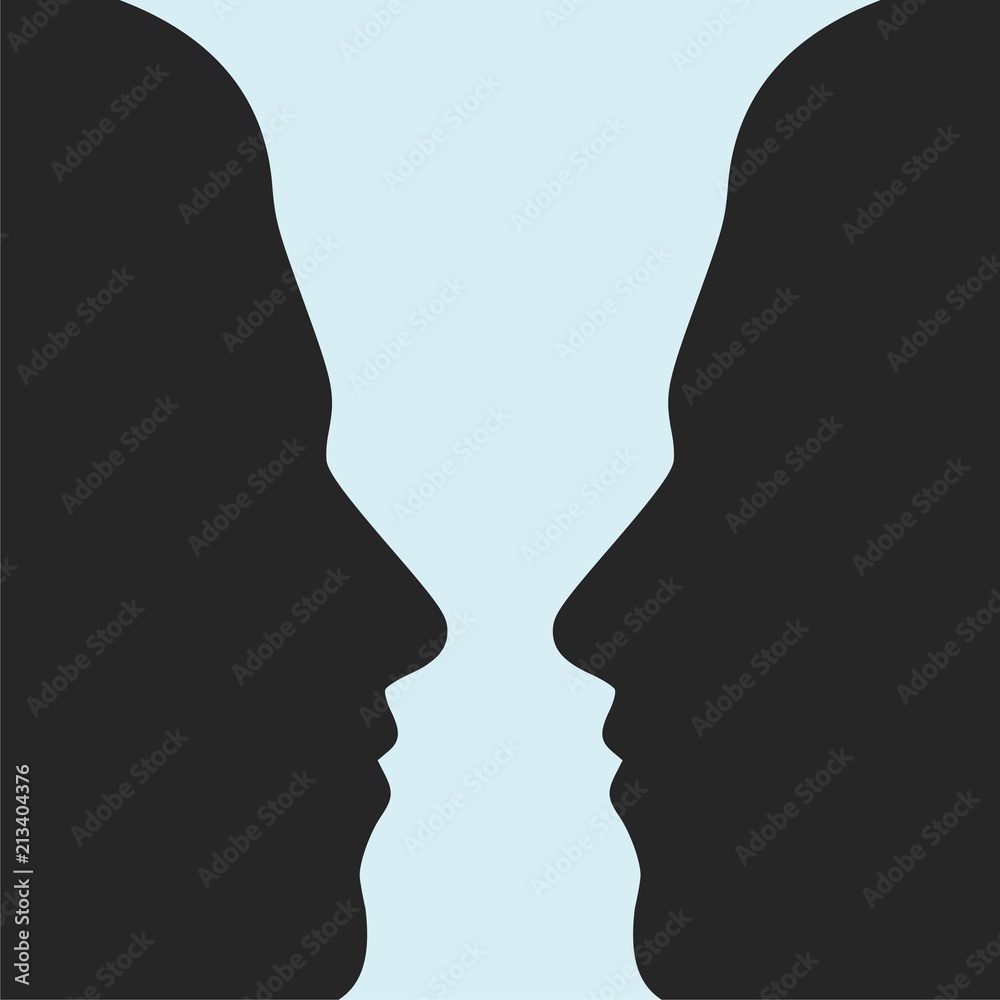 Two face profile view, Optical illusion