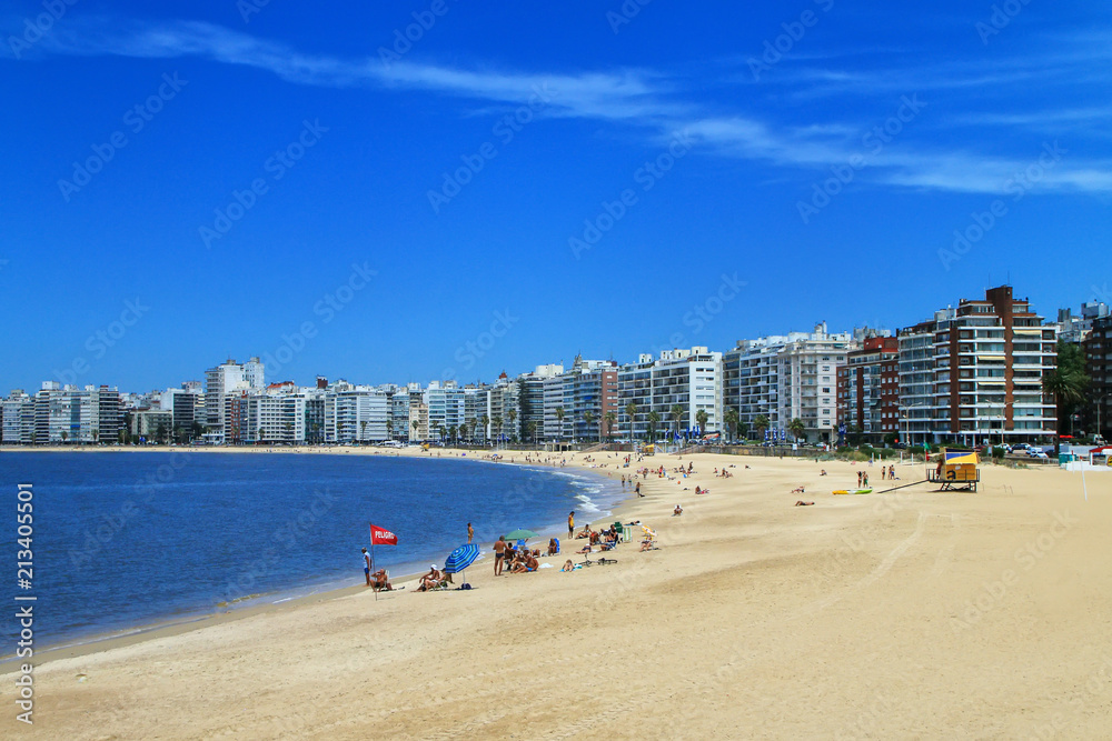 Pocitos beach along the bank of the Rio de la Plata in Montevideo, Uruguay