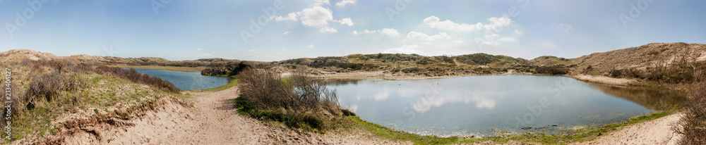 Two dune lakes in the North Holland Dune Reserve -  panorama