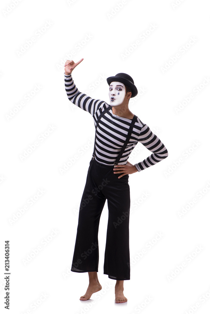 Young mime isolated on white background Young mime isolated on white background