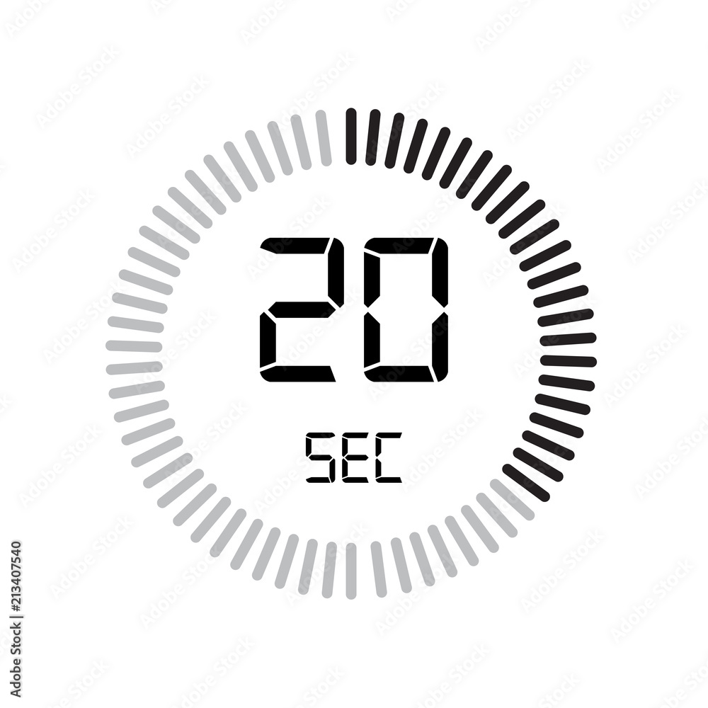 The 20 seconds icon, digital timer. clock and watch, timer, countdown