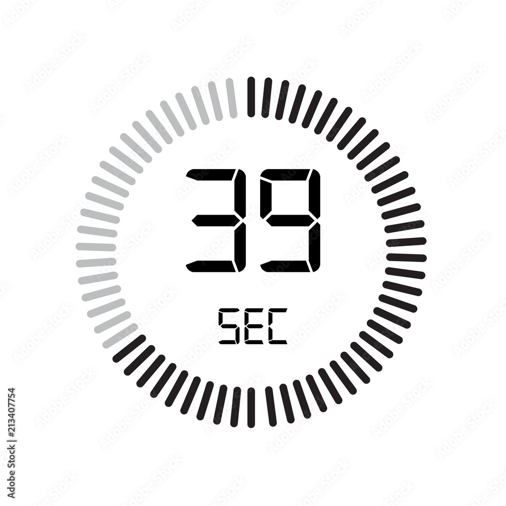 The 39 seconds icon, digital timer. clock and watch, timer, countdown symbol isolated on white background, stopwatch vector icon The 39 seconds icon, digital timer. clock and watch, timer, countdown symbol isolated on white background, stopwatch vector icon