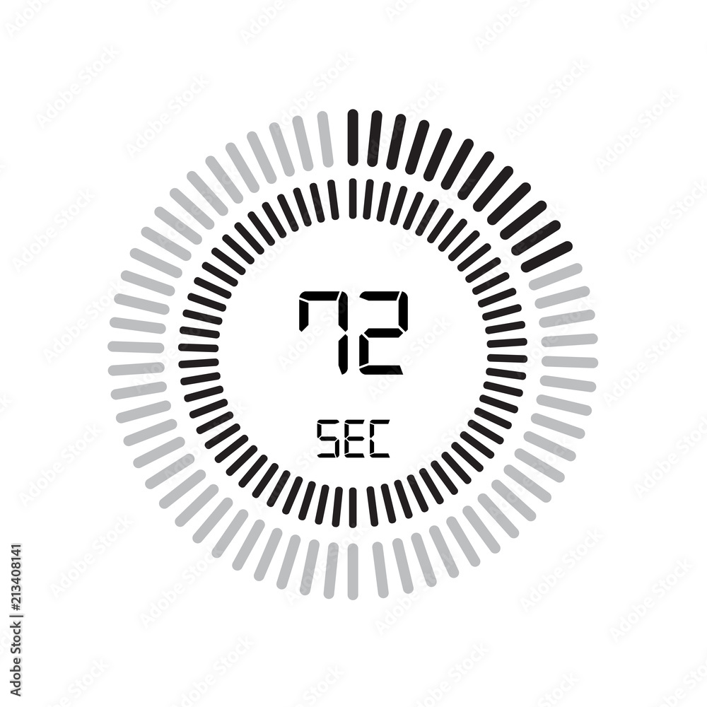 The 72 seconds icon, digital timer. clock and watch, timer, countdown symbol isolated on white background, stopwatch vector icon The 72 seconds icon, digital timer. clock and watch, timer, countdown symbol isolated on white background, stopwatch vector icon