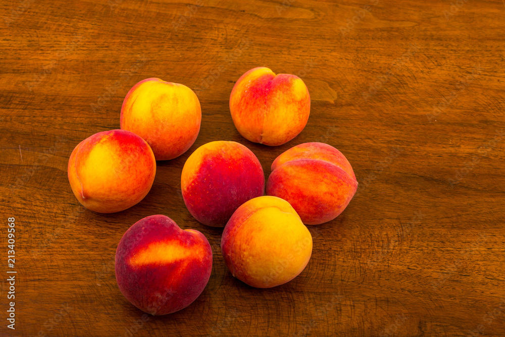 Peaches on a Wood Table Peaches on a Wood Table