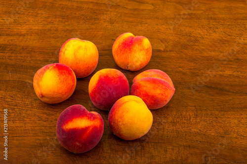 Peaches on a Wood Table