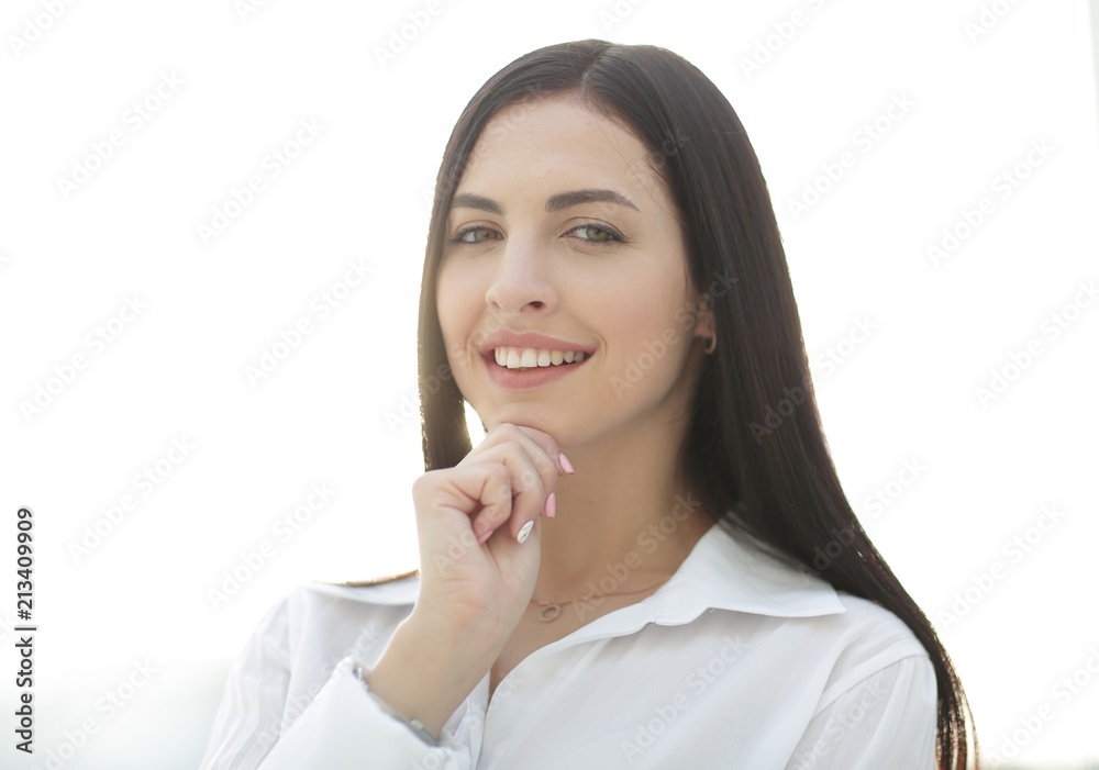 close-up face of modern successful young woman close-up face of modern successful young woman