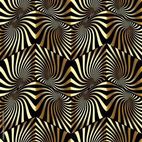 Zigzag radial 3d vector seamless pattern. 