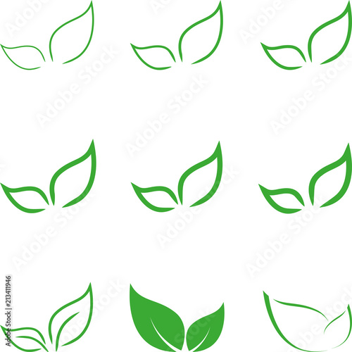Grüne Blätter Sammlung, Icons, green leaves set
