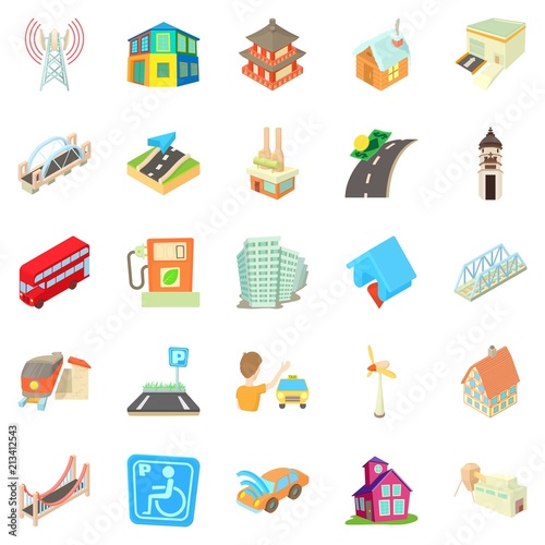 Towny icons set. Cartoon set of 25 towny vector icons for web isolated on white background