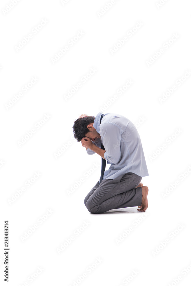 Barefooted businessman isolated on white background Barefooted businessman isolated on white background