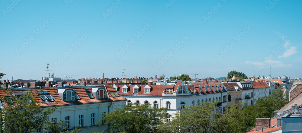 Panoramic view over Berlin City skyline - rooftops 