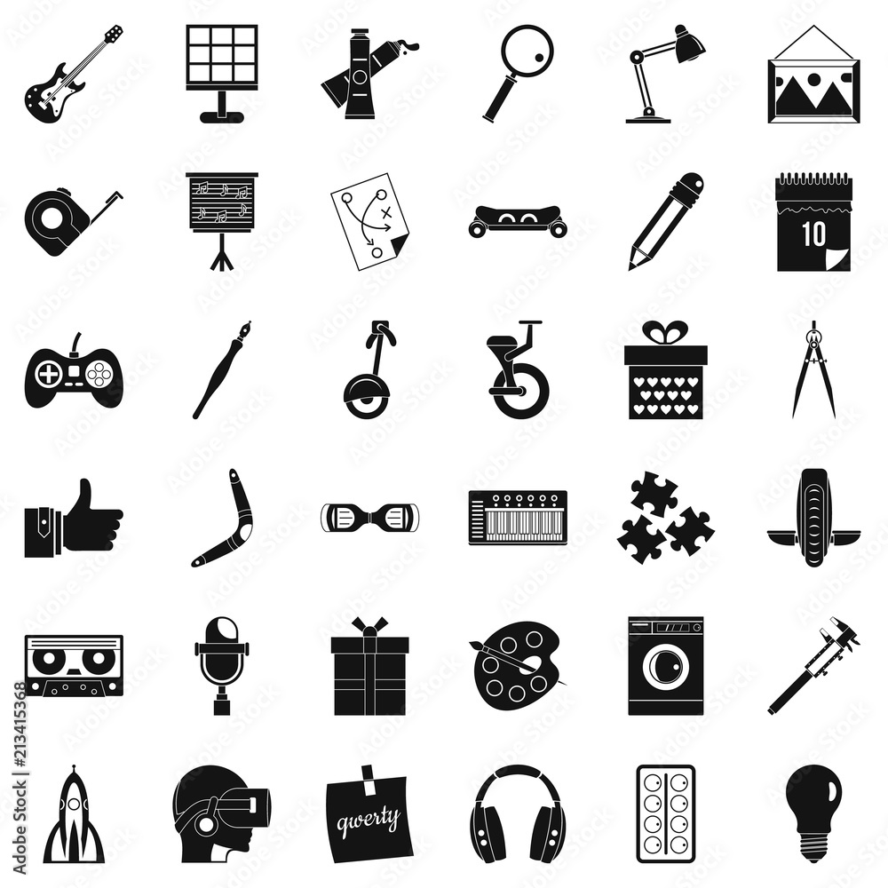 Obraz premium Creative job icons set. Simple style of 36 creative job vector icons for web isolated on white background