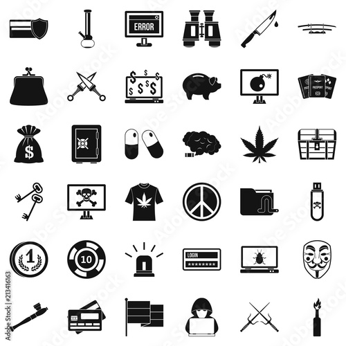 Washing money icons set. Simple style of 36 washing money vector icons for web isolated on white background