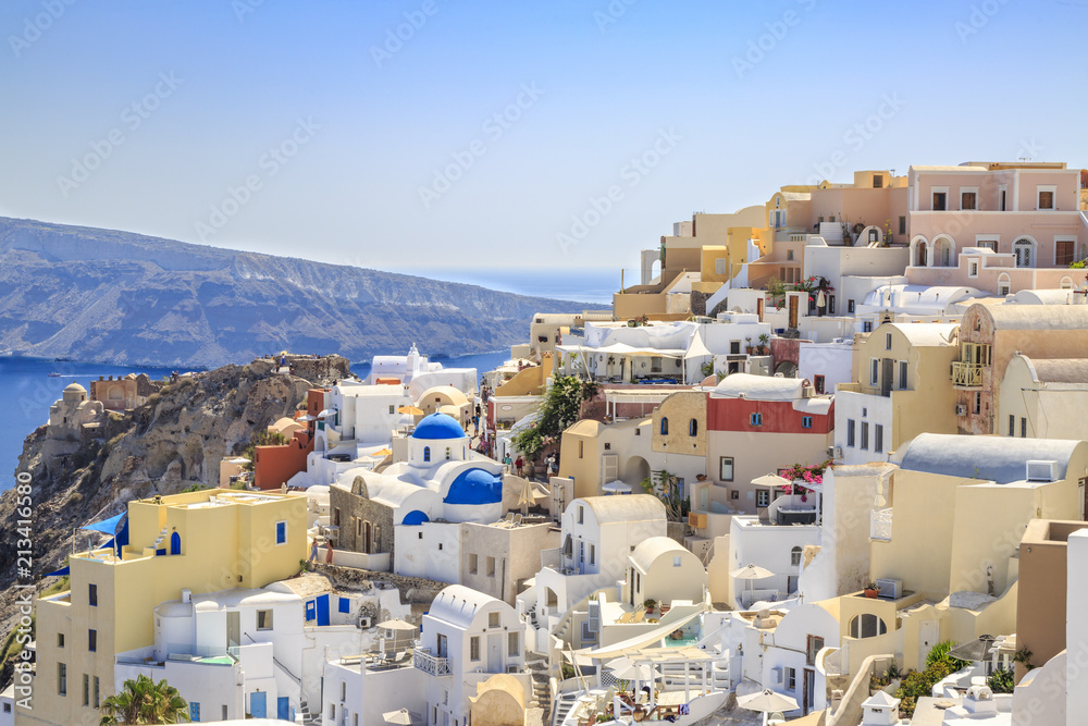 Oia village cityscape during daytime in Santorini island, Greece