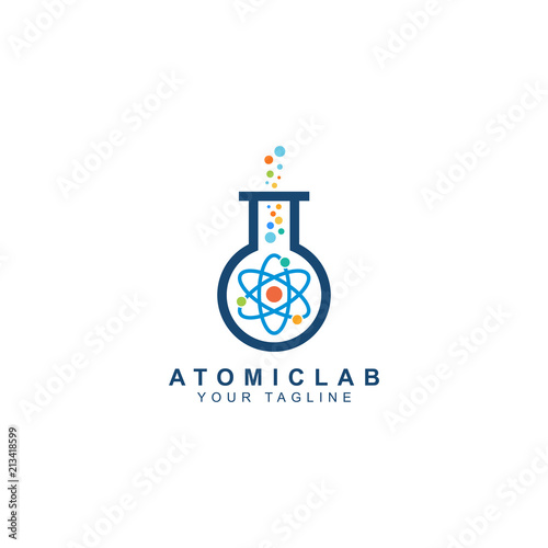 atomic lab logo, science and research symbol