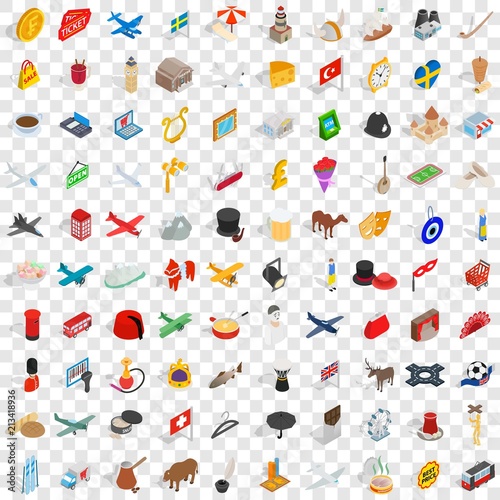 100 border icons set in isometric 3d style for any design vector illustration