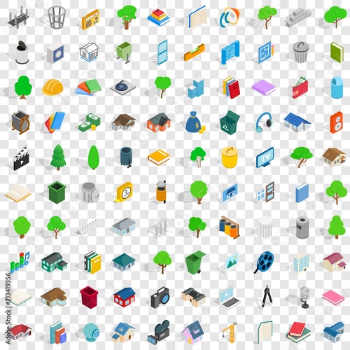 100 comfortable house icons set in isometric 3d style for any design vector illustration