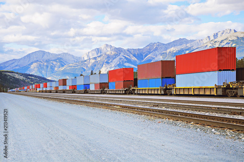 Freight comtainer train in Jasper.