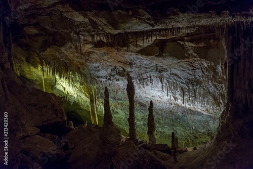 view of the stalactites and stalagmites in the cave
