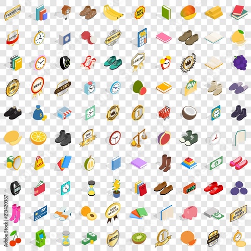 100 fineness icons set in isometric 3d style for any design vector illustration