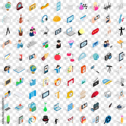 100 frame icons set in isometric 3d style for any design vector illustration