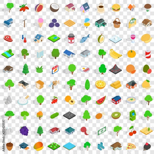100 garden icons set in isometric 3d style for any design vector illustration