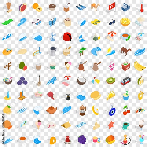 100 istambul icons set in isometric 3d style for any design vector illustration