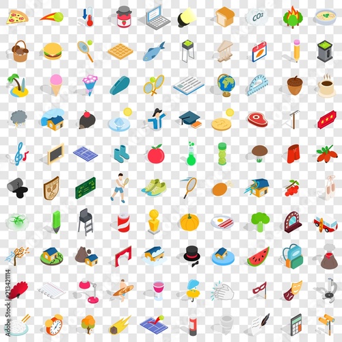 100 lifetime icons set in isometric 3d style for any design vector illustration