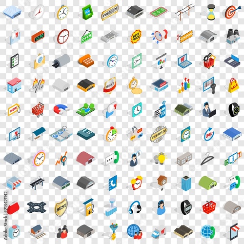 100 logistics icons set in isometric 3d style for any design vector illustration