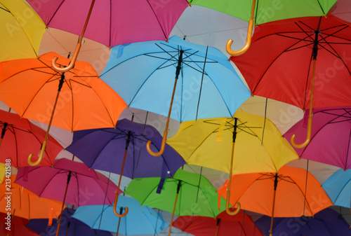 many multicolored open umbrellas