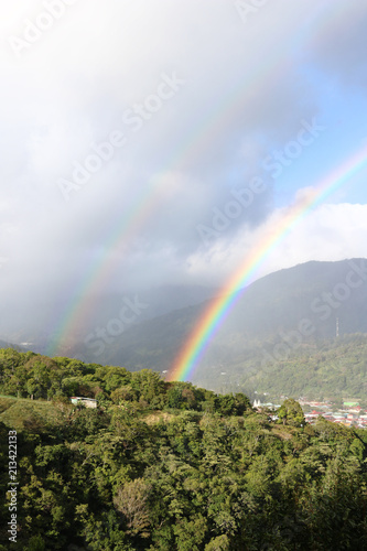 Beautiful rainbows over the forest of Boquete , Panama