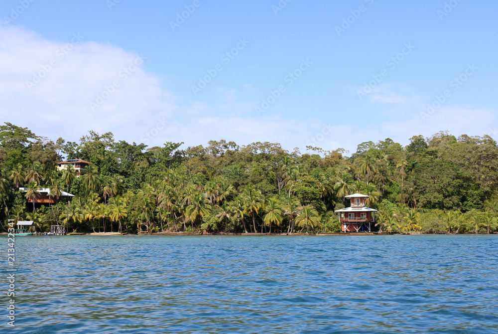Waterfront of Bocas del Toro island in Panama, seen from the water Waterfront of Bocas del Toro island in Panama, seen from the water