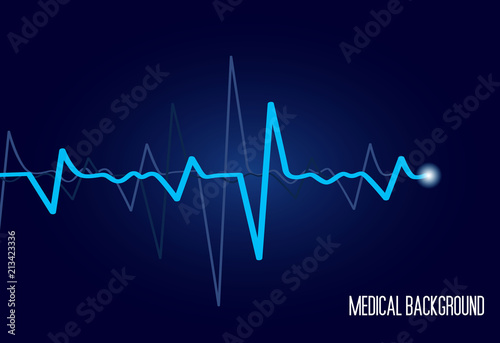 Healthcare medical vector background with heart cardiogram. Cardiology concept with pulse rate diagram