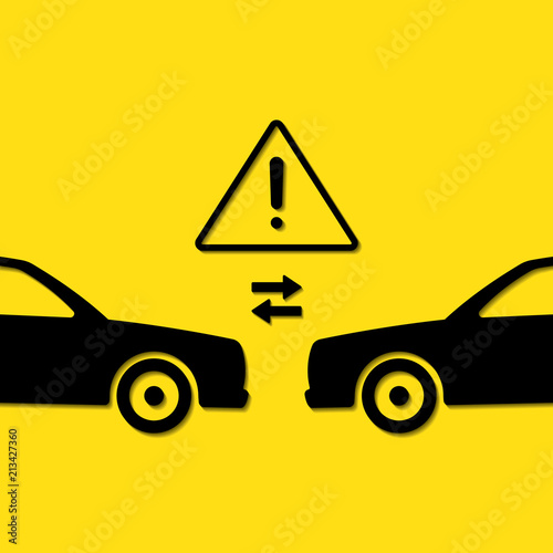 caution crash head to head car icon