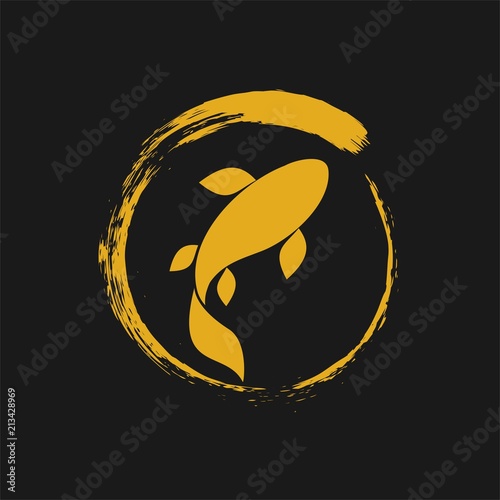 Koi logo japan fish japanese symbol background illustration vector stock