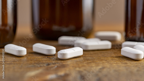 Closeup white pills