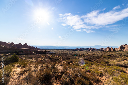 Beautiful view of the Devil s Garden in Arches National Park  Utah