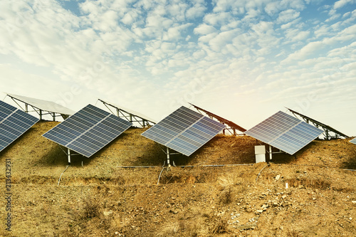 Solar energy modern electric power production technology renewable energy concept