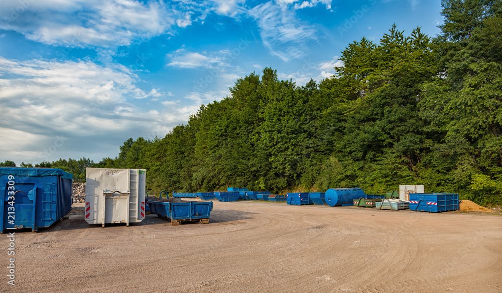 Fototapeta premium Recycling yard with different containers.