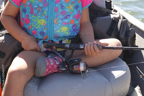Child Holding Fishing Pole Close-up