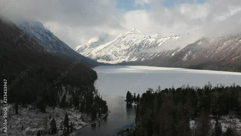 River and lake in Altay Mountains in Russia