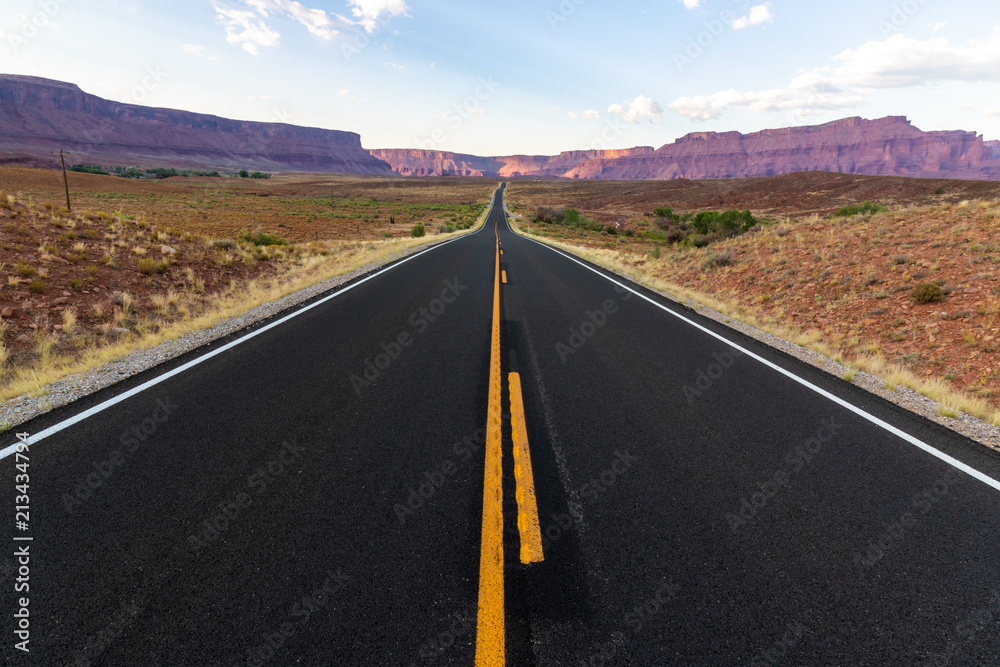 Road through the desert in Moab, Utah
