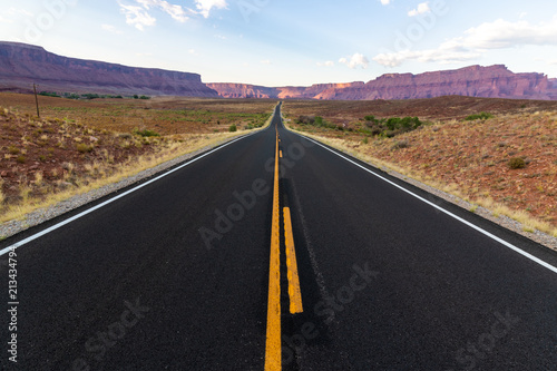 Road through the desert in Moab, Utah 